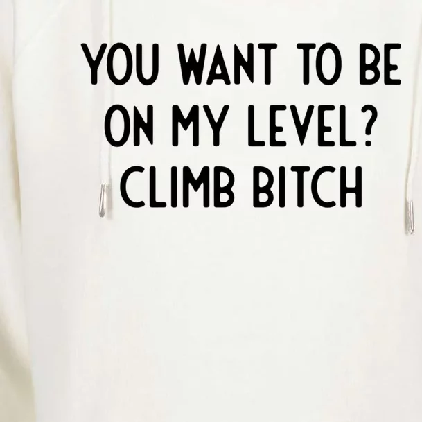 You Want To Be On My Level Climb Bitch I Funny Gift Womens Funnel Neck Pullover Hood