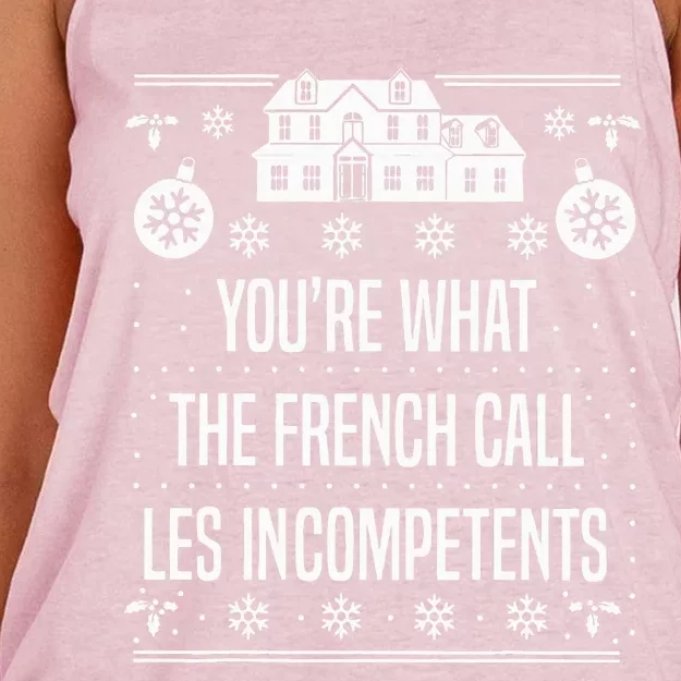 You're What The French Call Les Incompetents Xmas Alone Home Women's Knotted Racerback Tank