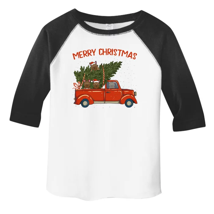 Yorkie Xmas Vintage Red Pickup Retro Truck Meaningful Gift Toddler Fine Jersey T-Shirt