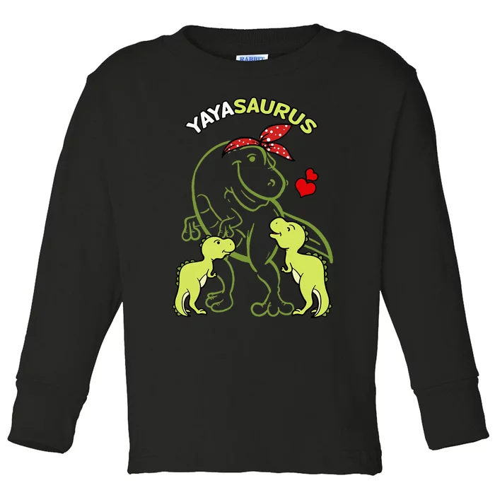 Yayasaurus Yaya 2 Dinosaur Mother's Day Toddler Long Sleeve Shirt