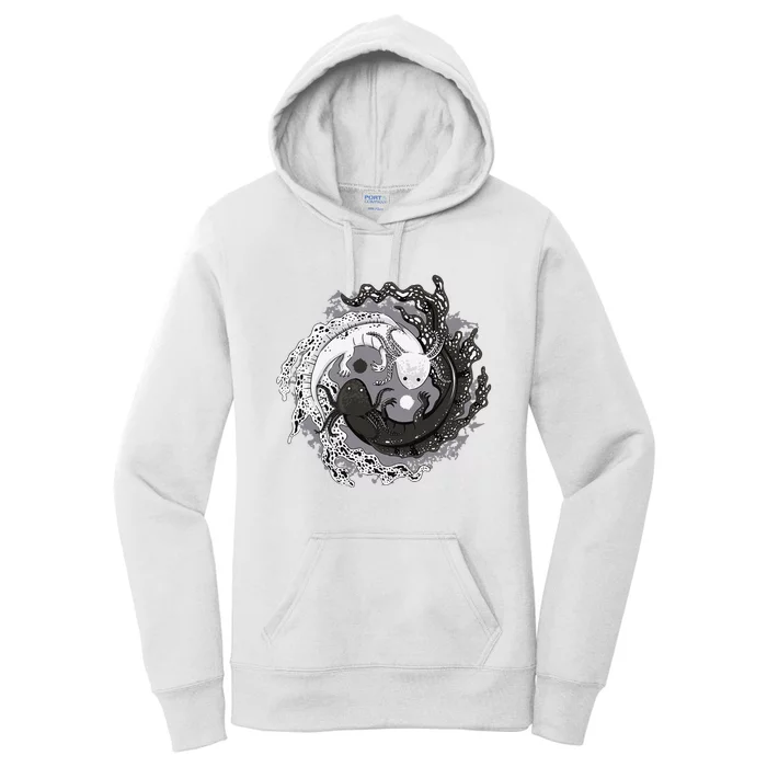 Yin Yang Axolotls Zen Axolotl Meditation Yoga Women's Pullover Hoodie