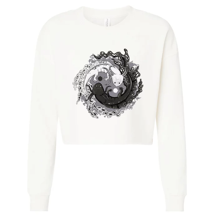 Yin Yang Axolotls Zen Axolotl Meditation Yoga Cropped Pullover Crew