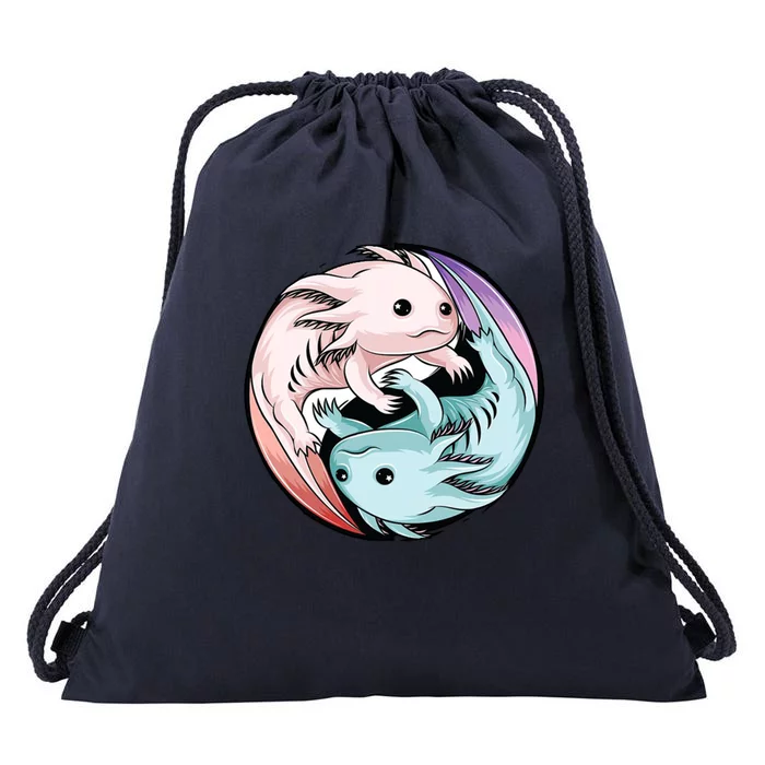 Ying Yang Axolotls Drawstring Bag