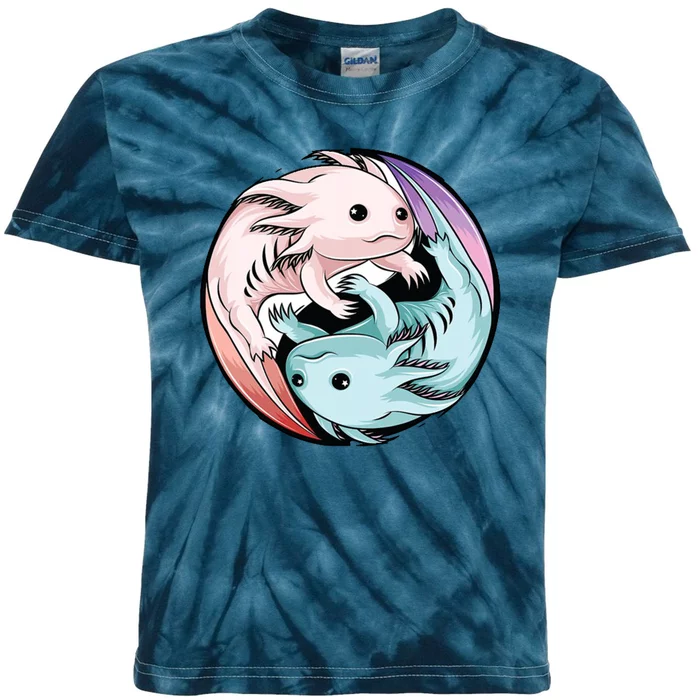 Ying Yang Axolotls Kids Tie-Dye T-Shirt