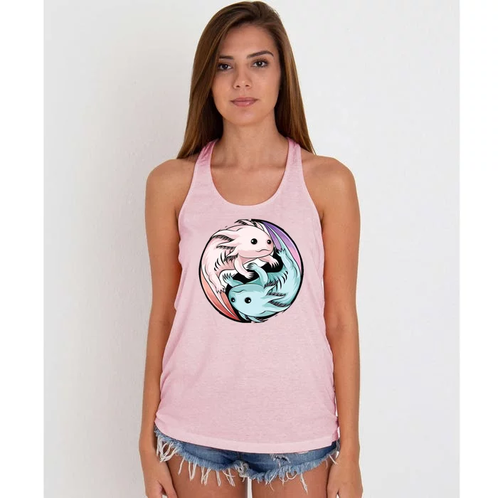 Ying Yang Axolotls Women's Knotted Racerback Tank