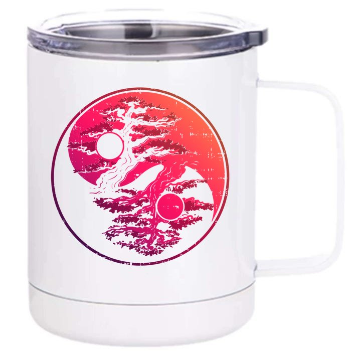 Yin Yang Bonsai Tree Spiritual Enso Circle Yoga Gift Idea Gift Front & Back 12oz Stainless Steel Tumbler Cup