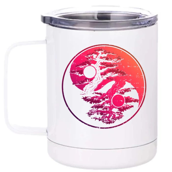 Yin Yang Bonsai Tree Spiritual Enso Circle Yoga Gift Idea Gift Front & Back 12oz Stainless Steel Tumbler Cup