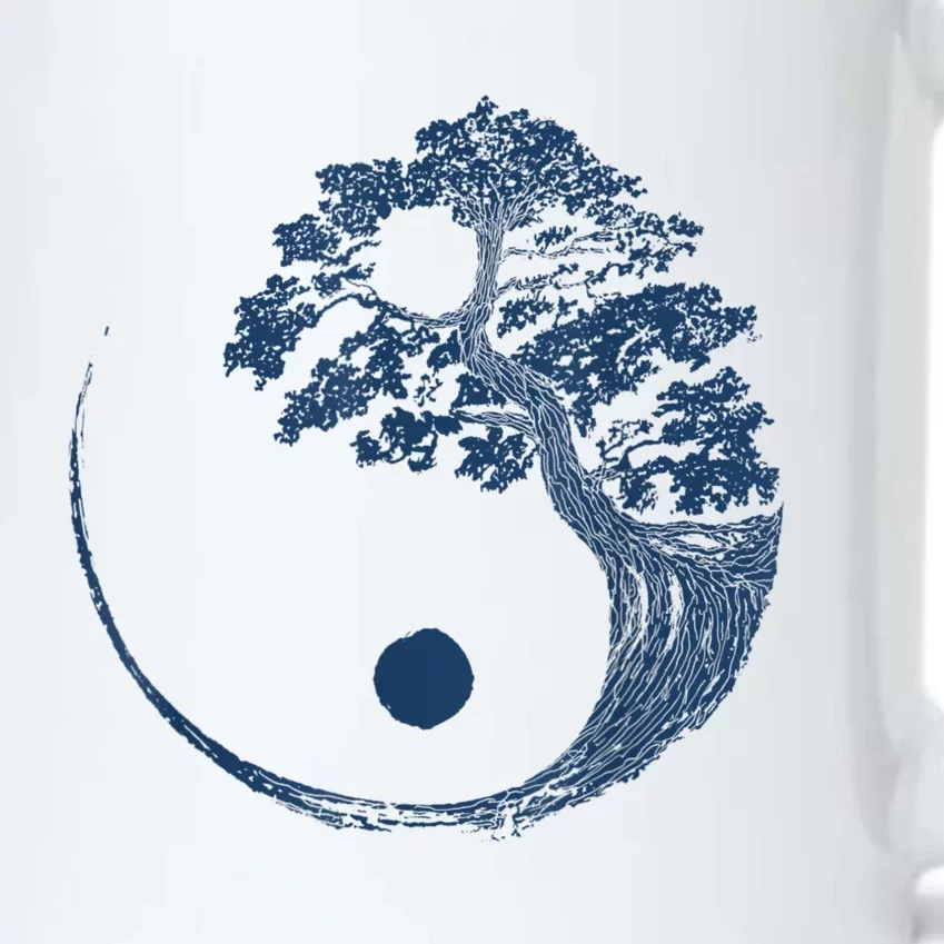 Yin Yang Blue Bonsai Tree Japanese Buddhist Zen Black Color Changing Mug