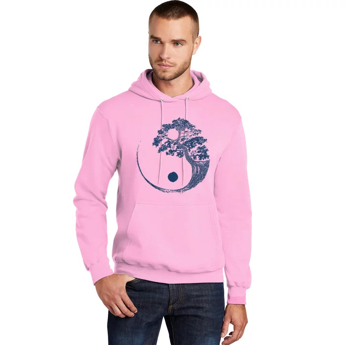 Yin Yang Blue Bonsai Tree Japanese Buddhist Zen Hoodie