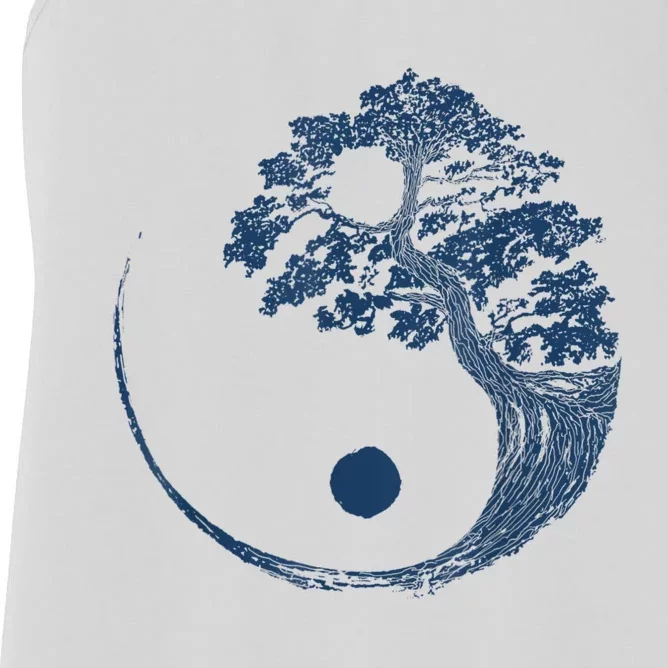 Yin Yang Blue Bonsai Tree Japanese Buddhist Zen Women's Racerback Tank