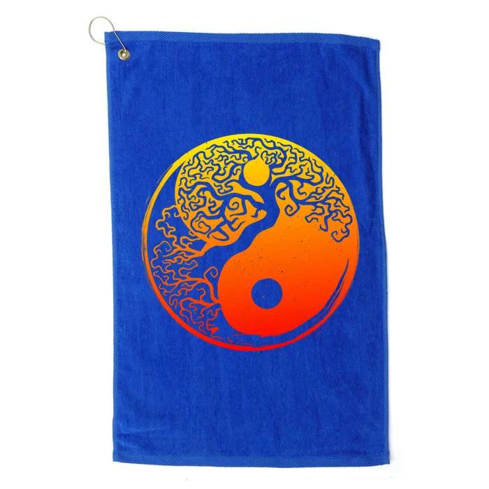 Yin Yang Bonsai Tree Japanese Cute Gift Golden Sun Buddhist Zen Platinum Collection Golf Towel