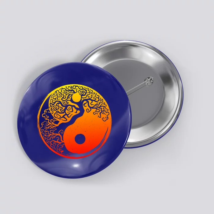 Yin Yang Bonsai Tree Japanese Gift Golden Sun Buddhist Zen Button