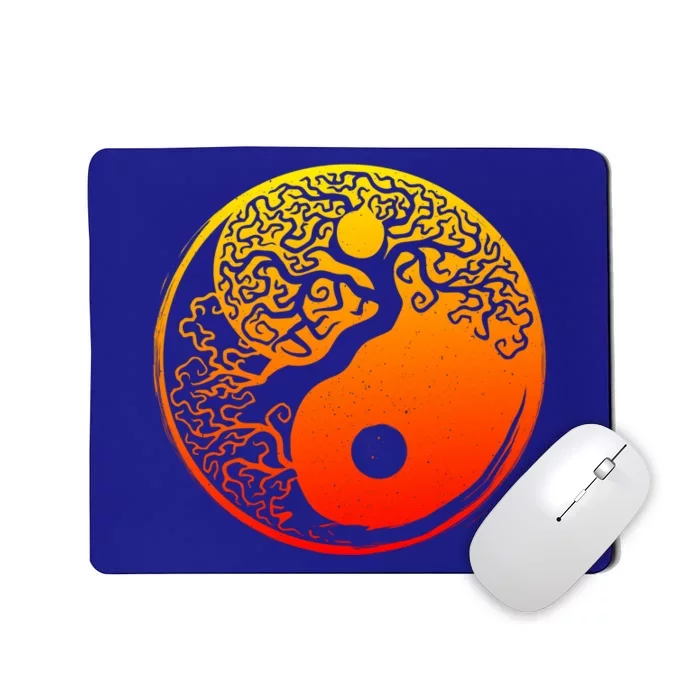 Yin Yang Bonsai Tree Japanese Gift Golden Sun Buddhist Zen Mousepad