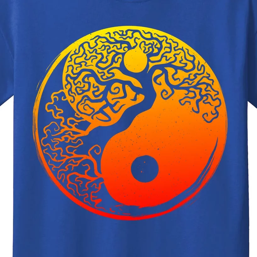 Yin Yang Bonsai Tree Japanese Gift Golden Sun Buddhist Zen Kids T-Shirt