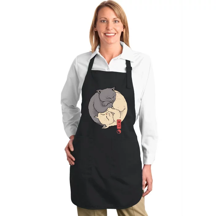 Yin Yang Cats Full-Length Apron With Pocket