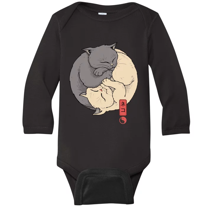 Yin Yang Cats Baby Long Sleeve Bodysuit