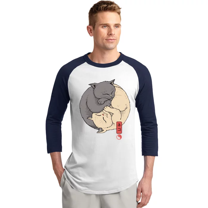 Yin Yang Cats Baseball Sleeve Shirt