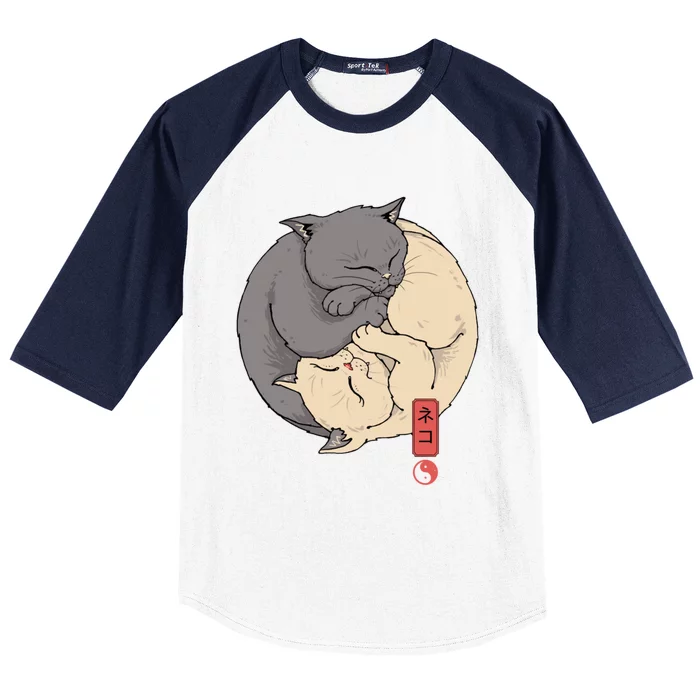 Yin Yang Cats Baseball Sleeve Shirt