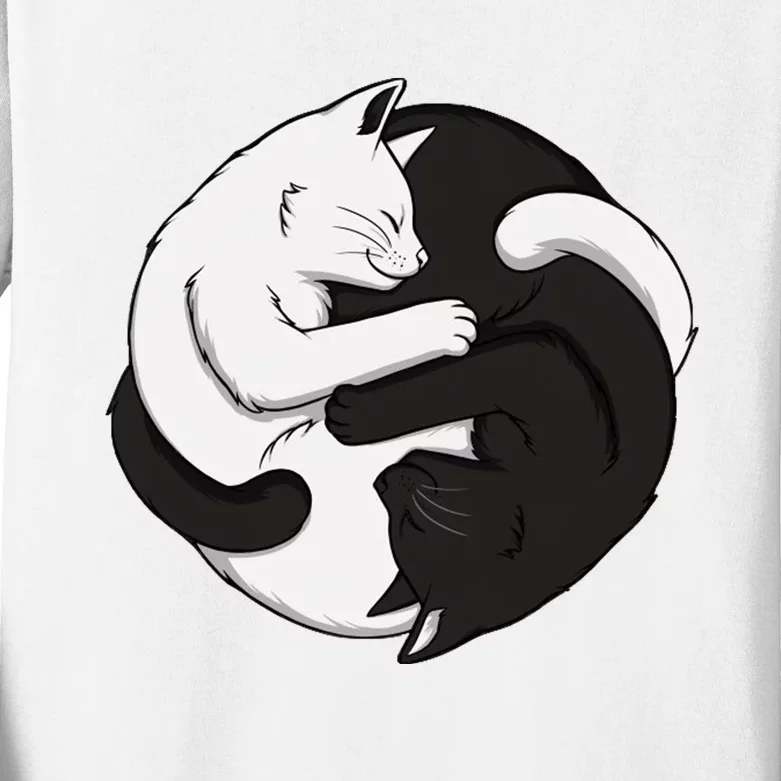 Yin Yang Cats Kids Long Sleeve Shirt