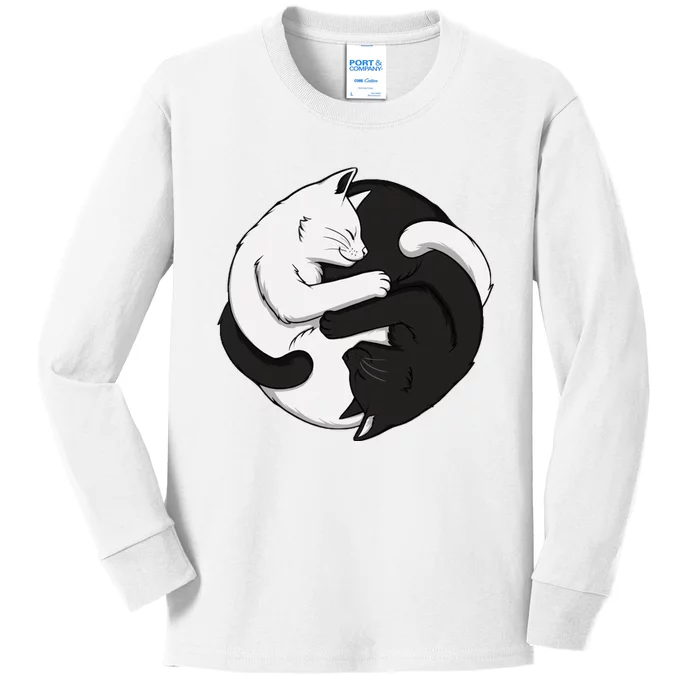 Yin Yang Cats Kids Long Sleeve Shirt