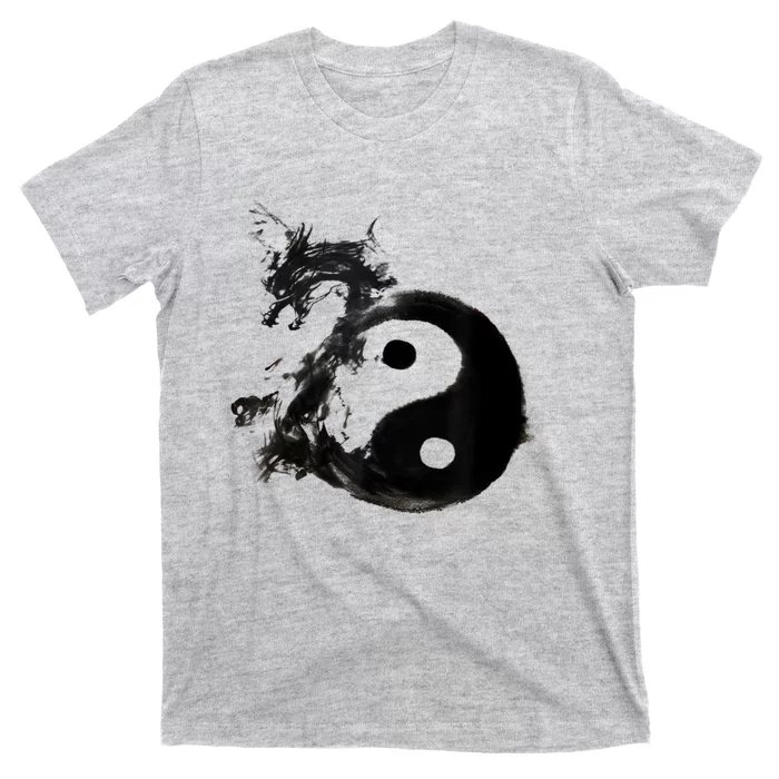 Yin Yang Dragon Water Ink Chinese Tai Chi T-Shirt