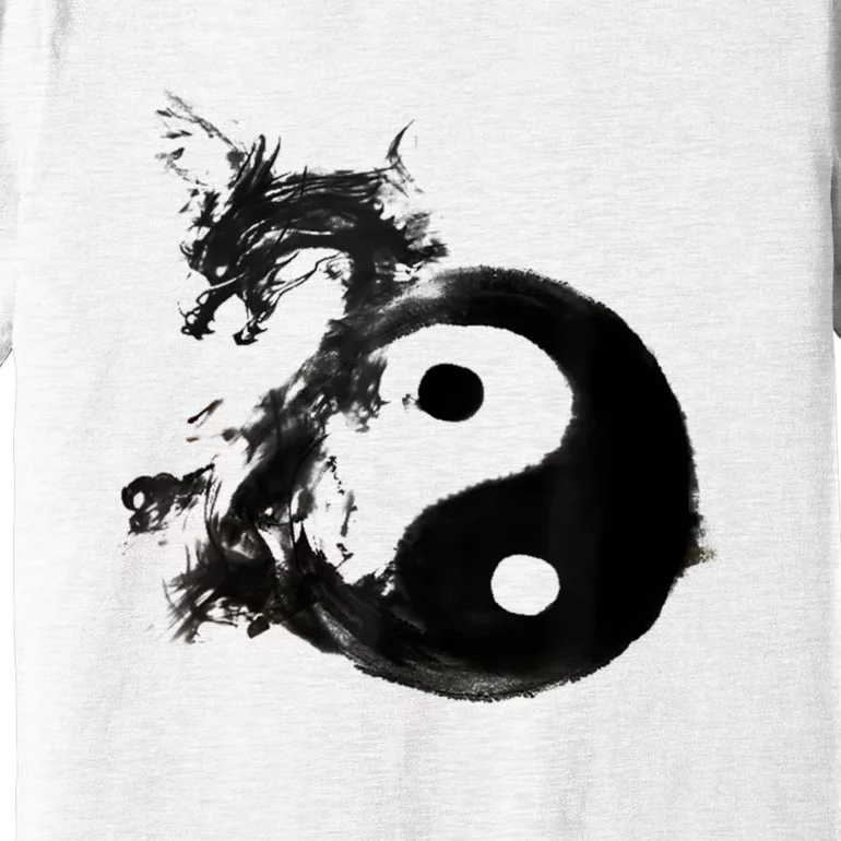 Yin Yang Dragon Water Ink Chinese Tai Chi Premium T-Shirt