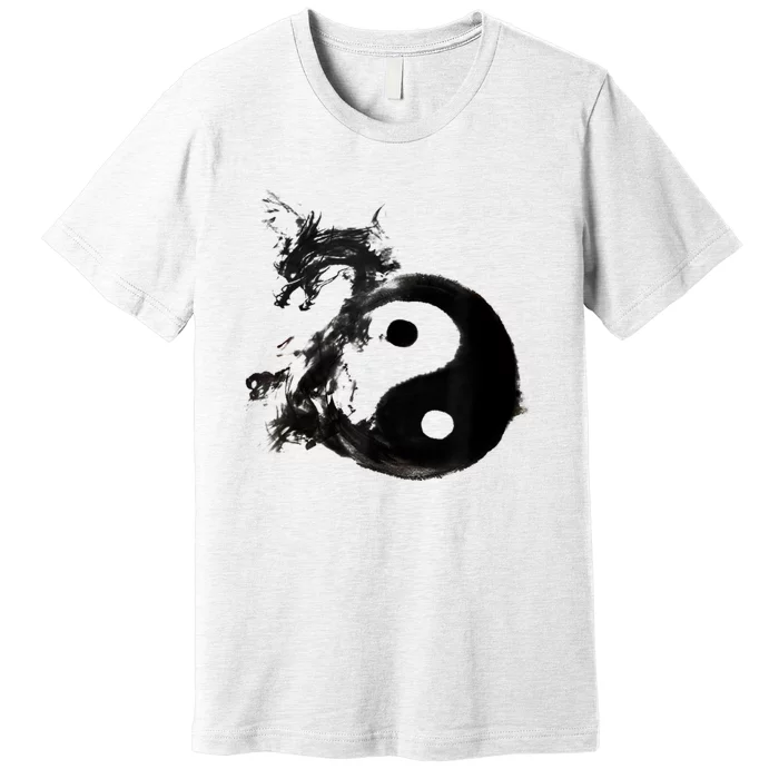 Yin Yang Dragon Water Ink Chinese Tai Chi Premium T-Shirt