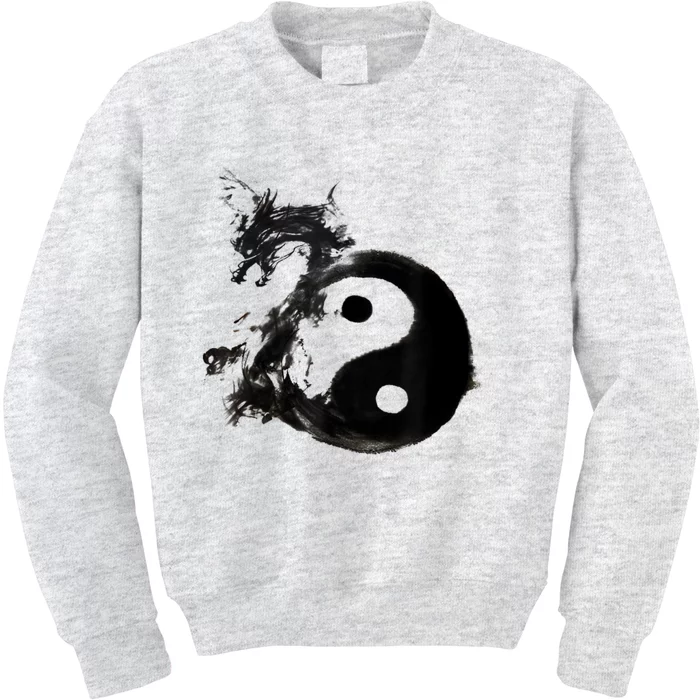 Yin Yang Dragon Water Ink Chinese Tai Chi Kids Sweatshirt