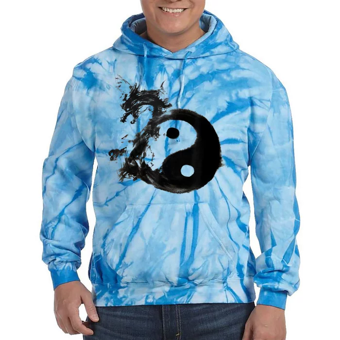 Yin Yang Dragon Water Ink Chinese Tai Chi Tie Dye Hoodie