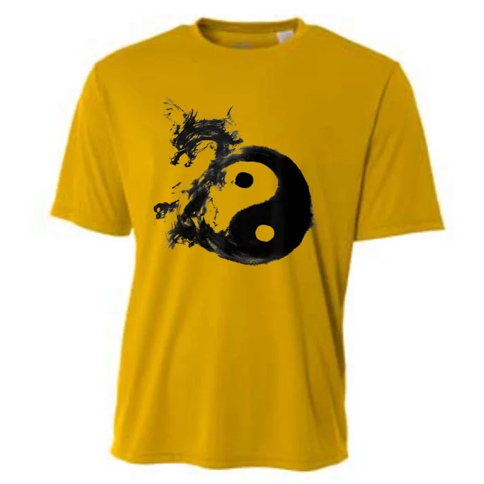 Yin Yang Dragon Water Ink Chinese Tai Chi Cooling Performance Crew T-Shirt