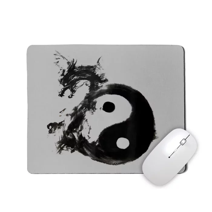 Yin Yang Dragon Water Ink Chinese Tai Chi Mousepad