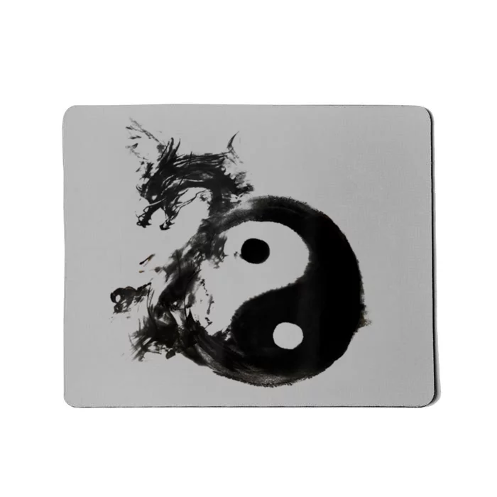 Yin Yang Dragon Water Ink Chinese Tai Chi Mousepad