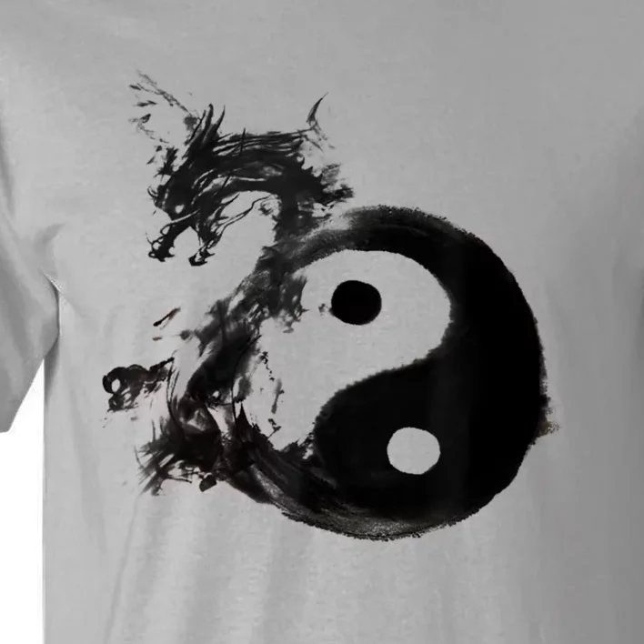 Yin Yang Dragon Water Ink Chinese Tai Chi Tall T-Shirt