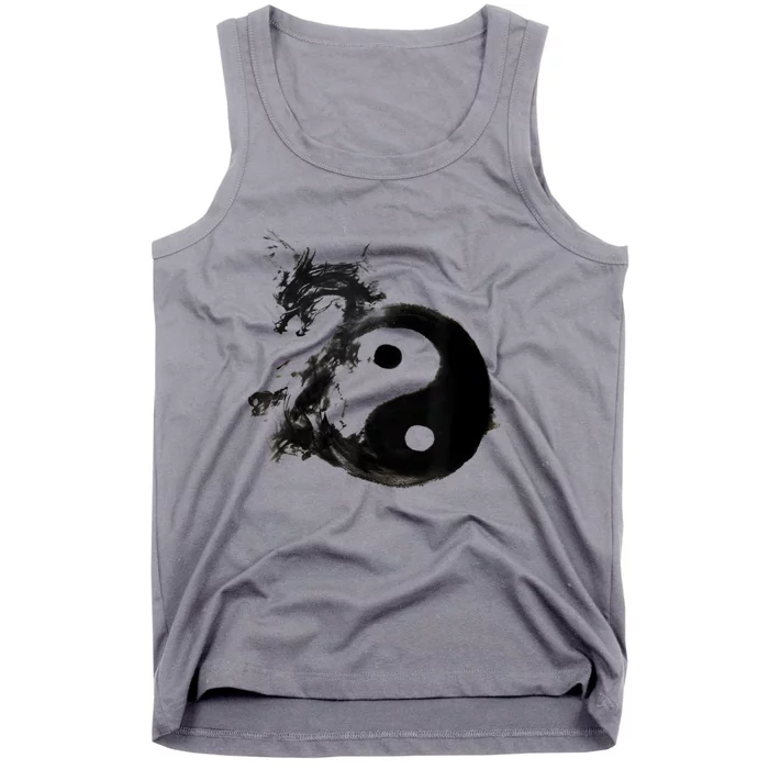 Yin Yang Dragon Water Ink Chinese Tai Chi Tank Top