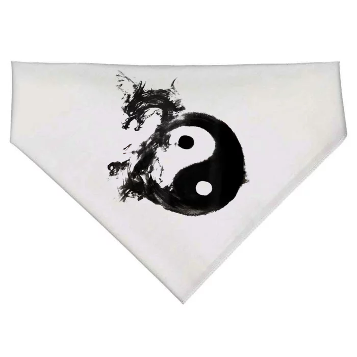 Yin Yang Dragon Water Ink Chinese Tai Chi USA-Made Doggie Bandana