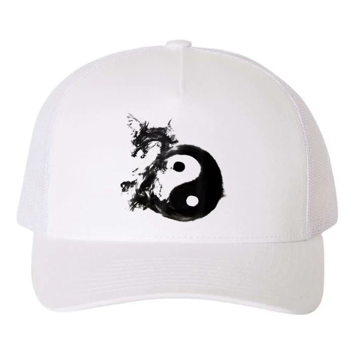 Yin Yang Dragon Water Ink Chinese Tai Chi Yupoong Adult 5-Panel Trucker Hat