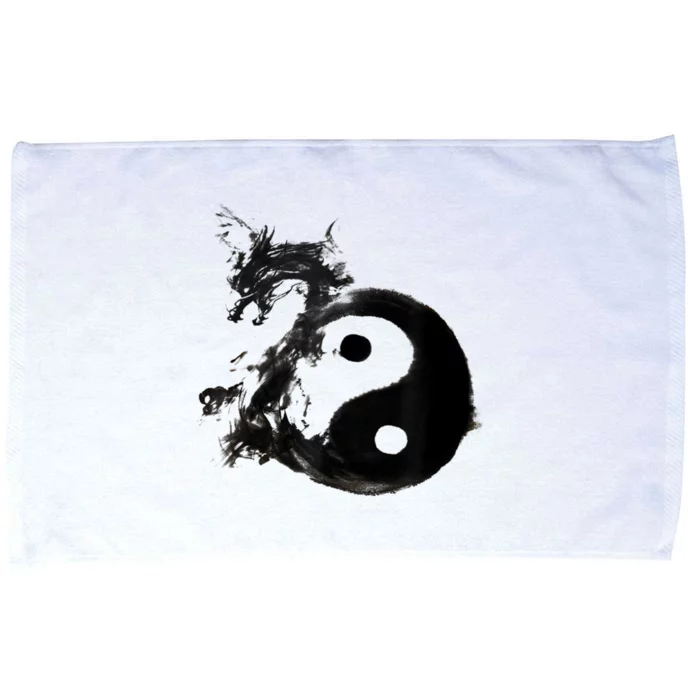 Yin Yang Dragon Water Ink Chinese Tai Chi Microfiber Hand Towel