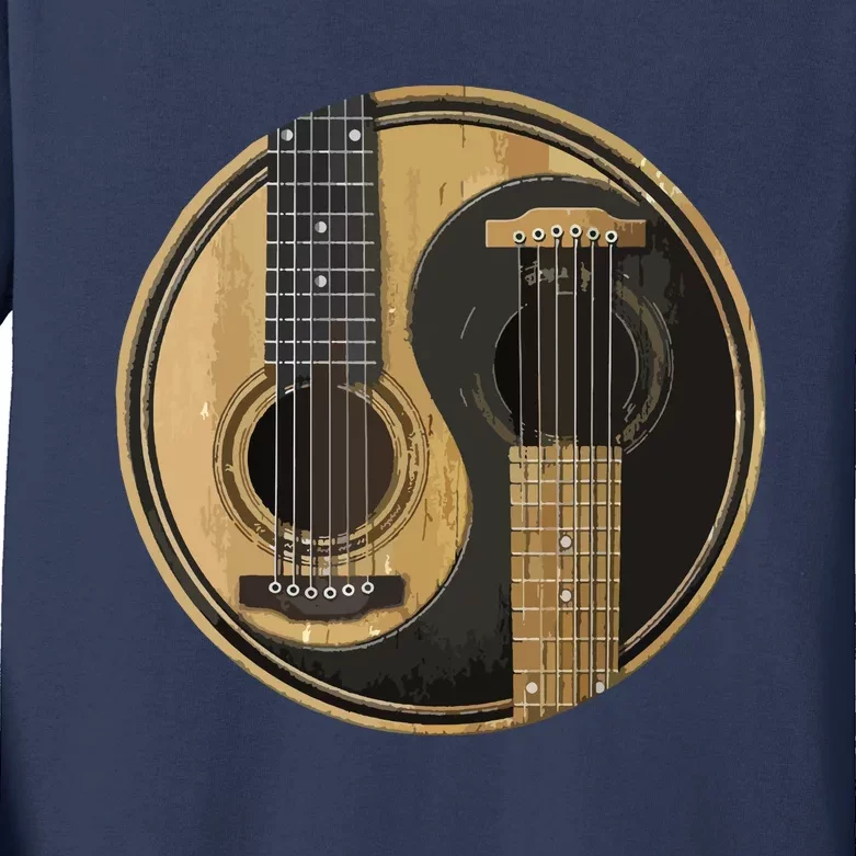 Ying Yang Guitar Guitar Player Kids Long Sleeve Shirt