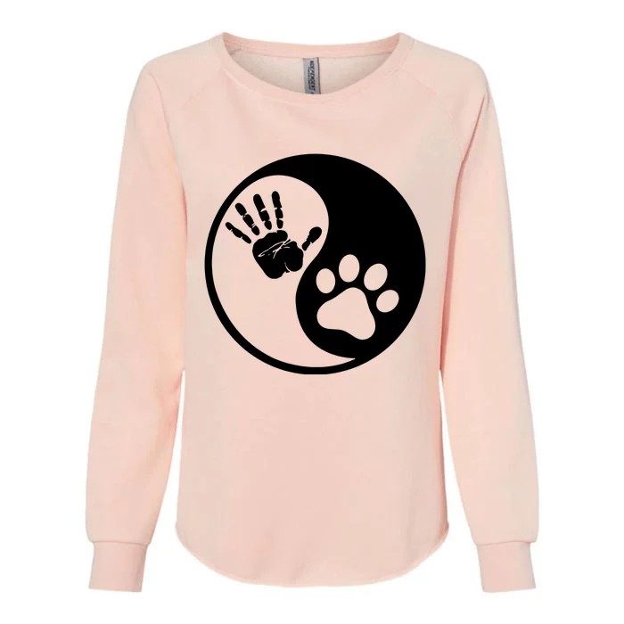 Yin Yang Human Dog Bond Best Friend Womens California Wash Sweatshirt