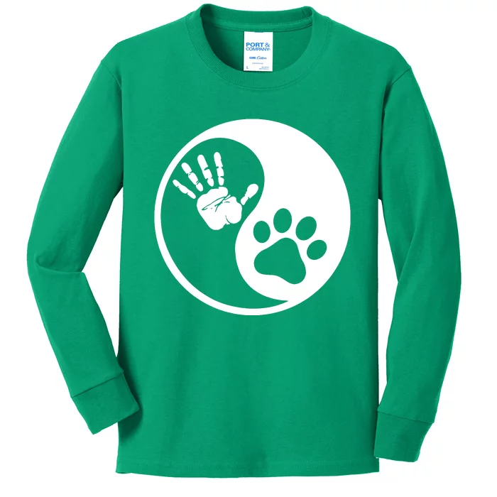 Yin Yang Human Dog Bond Best Friend Kids Long Sleeve Shirt