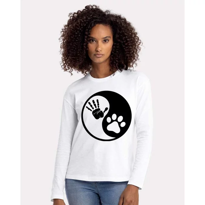 Yin Yang Human Dog Bond Best Friend Womens Cotton Relaxed Long Sleeve T-Shirt