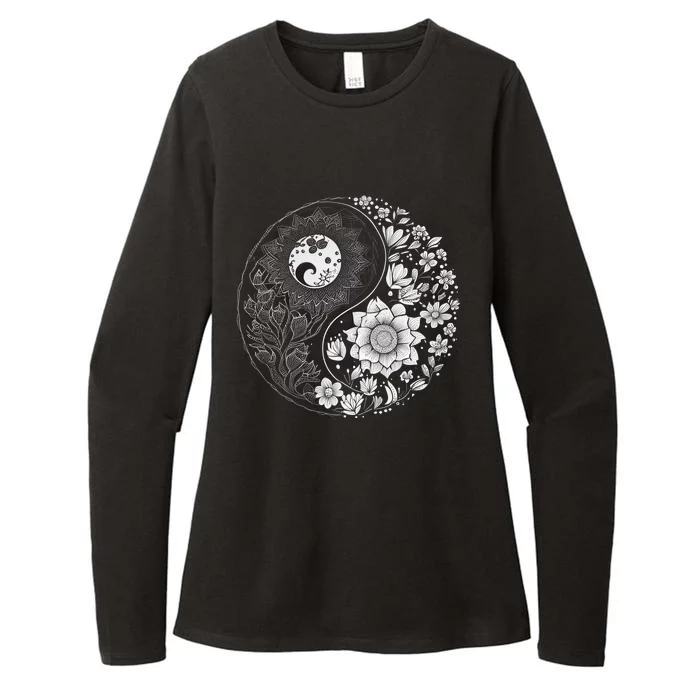 Yin Yang Lotus Mandala Graphic Tees for Boy Girl Womens CVC Long Sleeve Shirt