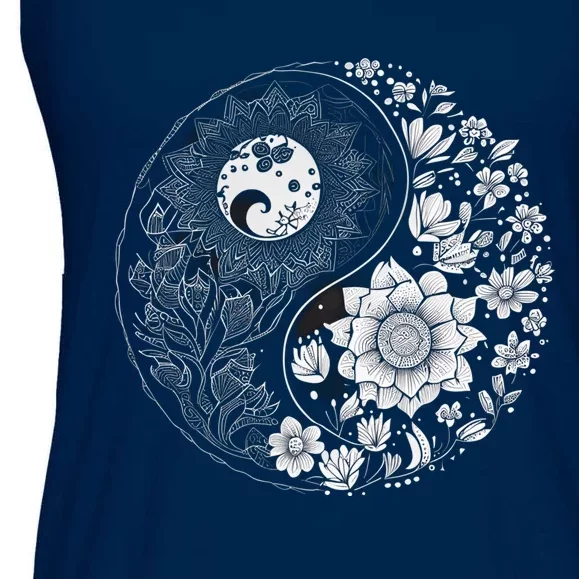 Yin Yang Lotus Mandala Graphic Tees for Boy Girl Ladies Essential Flowy Tank