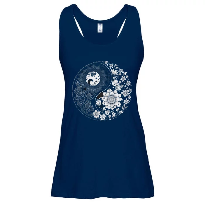 Yin Yang Lotus Mandala Graphic Tees for Boy Girl Ladies Essential Flowy Tank