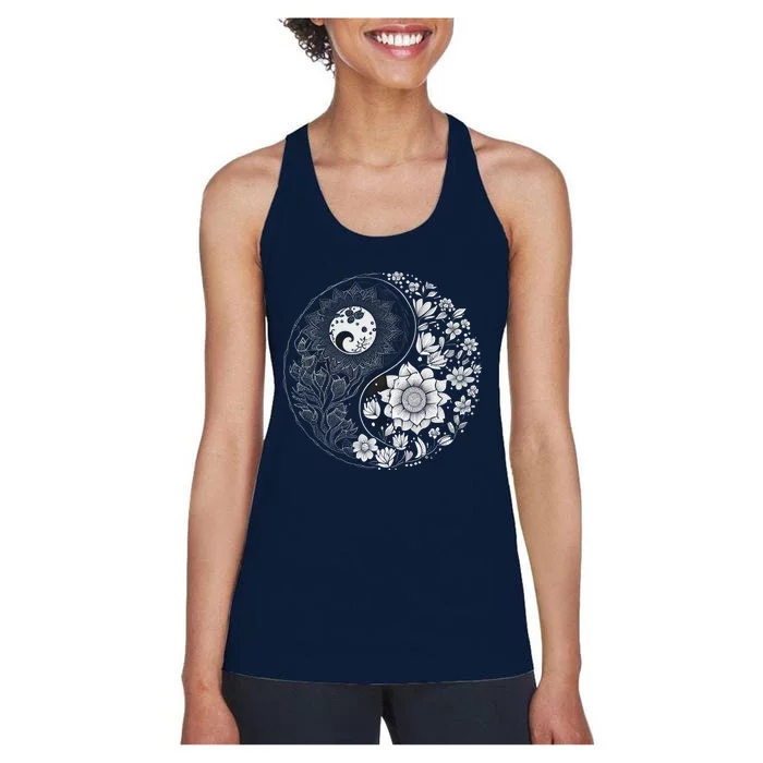 Yin Yang Lotus Mandala Graphic Tees for Boy Girl Women's Racerback Tank