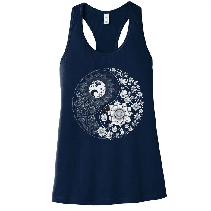 Yin Yang Lotus Mandala Graphic Tees for Boy Girl Women's Racerback Tank