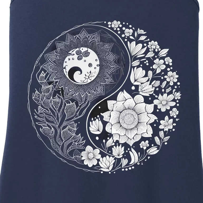 Yin Yang Lotus Mandala Graphic Tees For Men Women Ladies Essential Tank