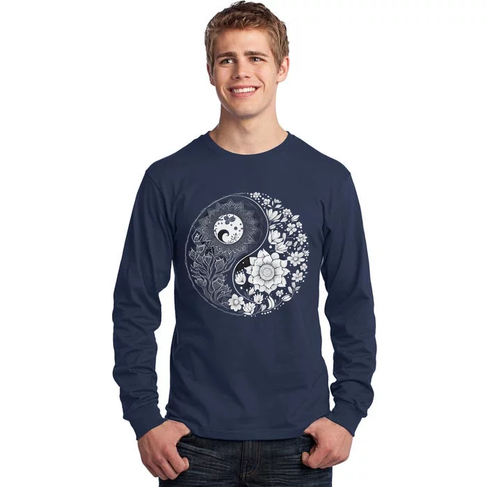 Yin Yang Lotus Mandala Graphic Tees For Men Women Tall Long Sleeve T-Shirt