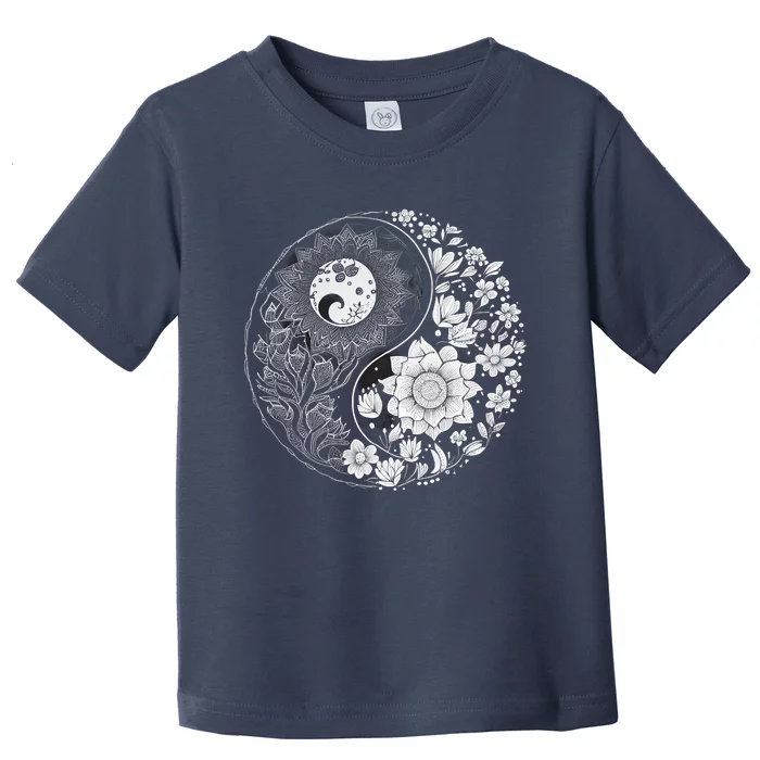 Yin Yang Lotus Mandala Graphic Tees For Men Women Toddler T-Shirt