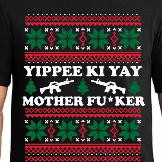 Yippee Yay Mother Fuker Funny Christmas Movie Design Great Gift Pajama Set